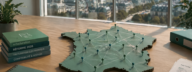 France e-invoicing reform - Plateformes Agréées network map connecting French regions with e-invoicing compliance books