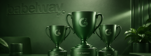 Three green trophies for Babelway’s G2 Summer 2026 Best Support, Best Meets Requirements, and High Performer awards